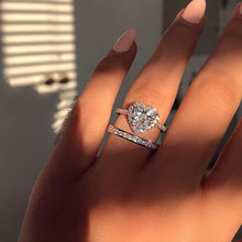 Load image into Gallery viewer, Crystal Heart Shaped Silver Ring