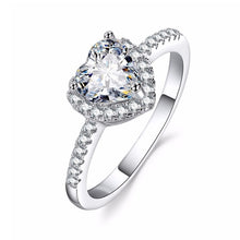 Load image into Gallery viewer, Crystal Heart Shaped Silver Ring