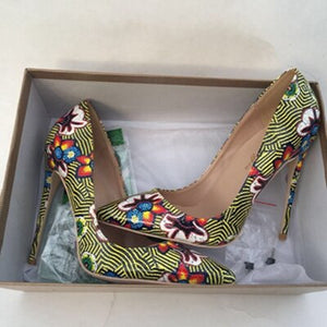 Mixed Colors Heeled Lady Shoes
